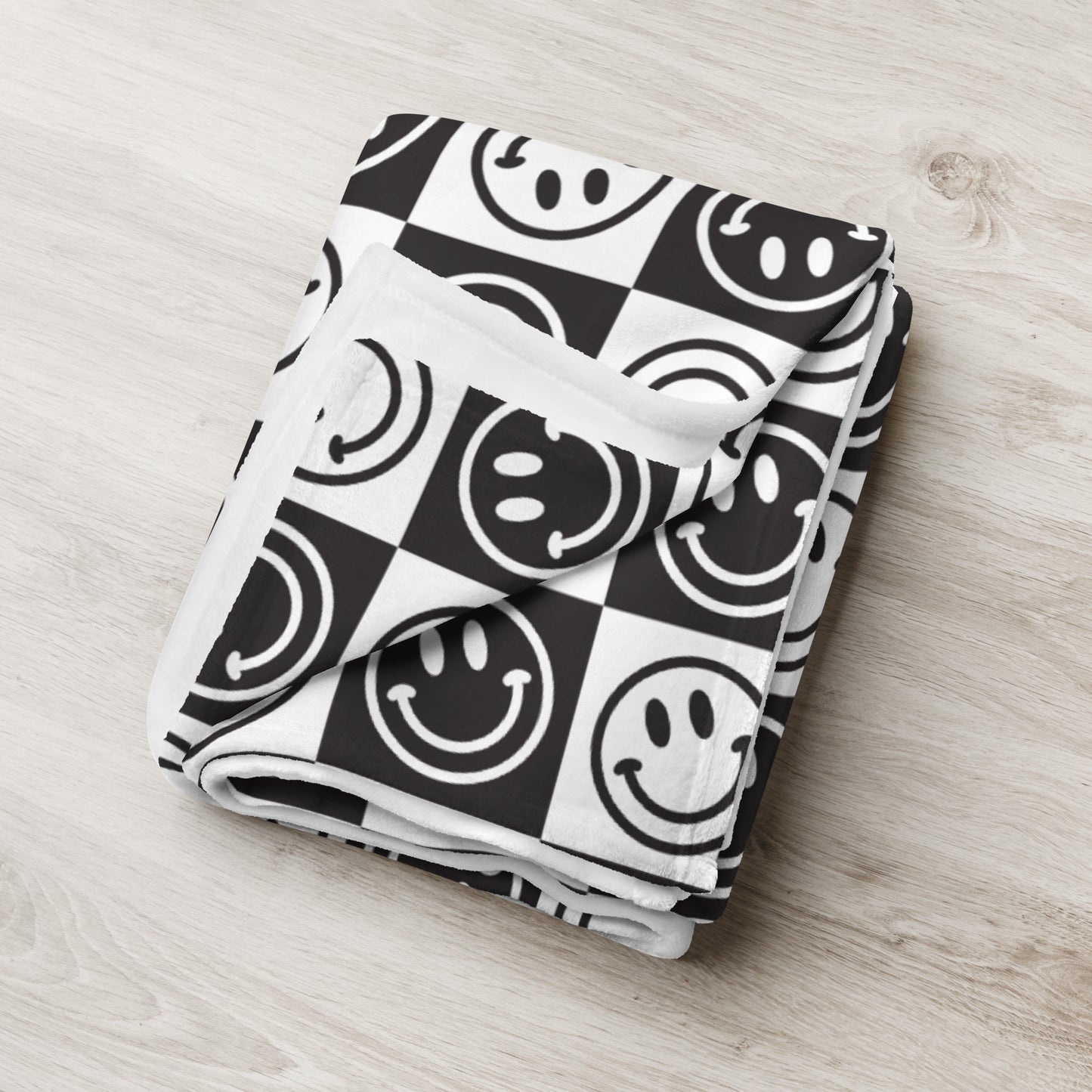 B&W Checker Smile Throw Blanket