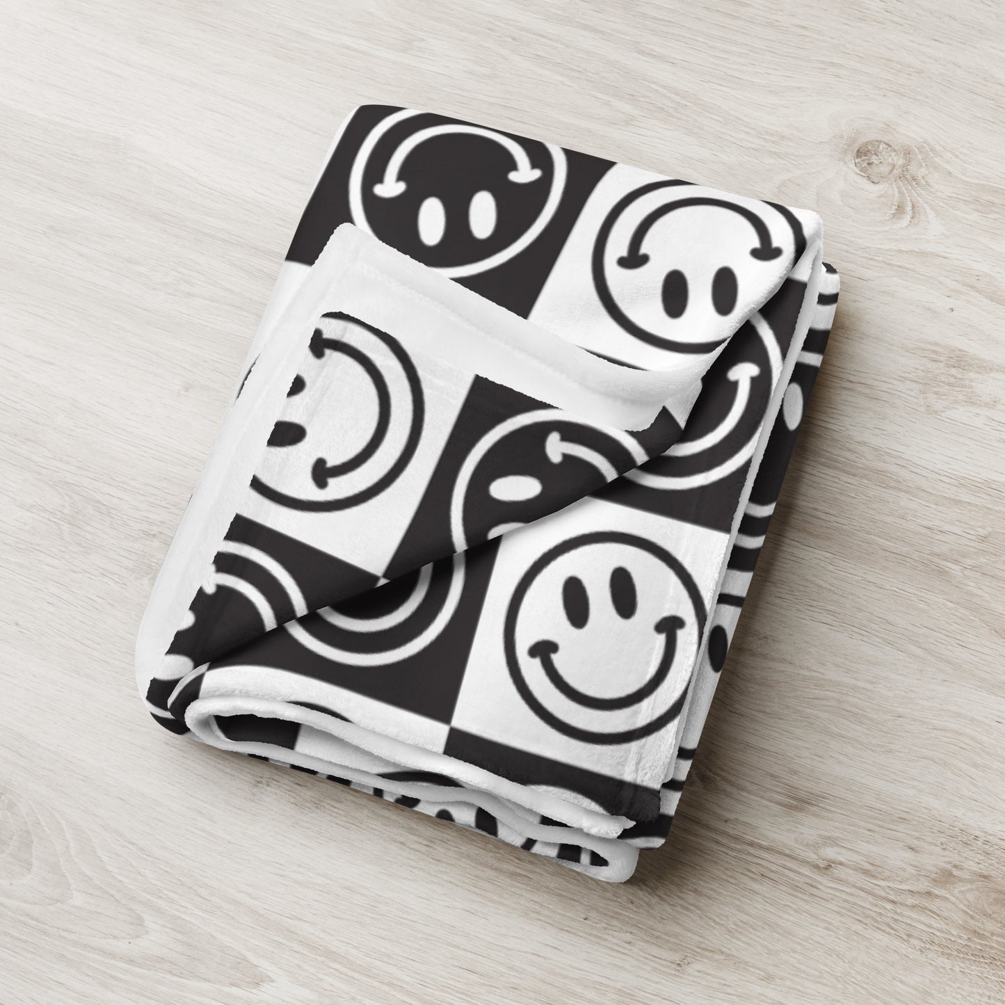 B&W Checker Smile Throw Blanket