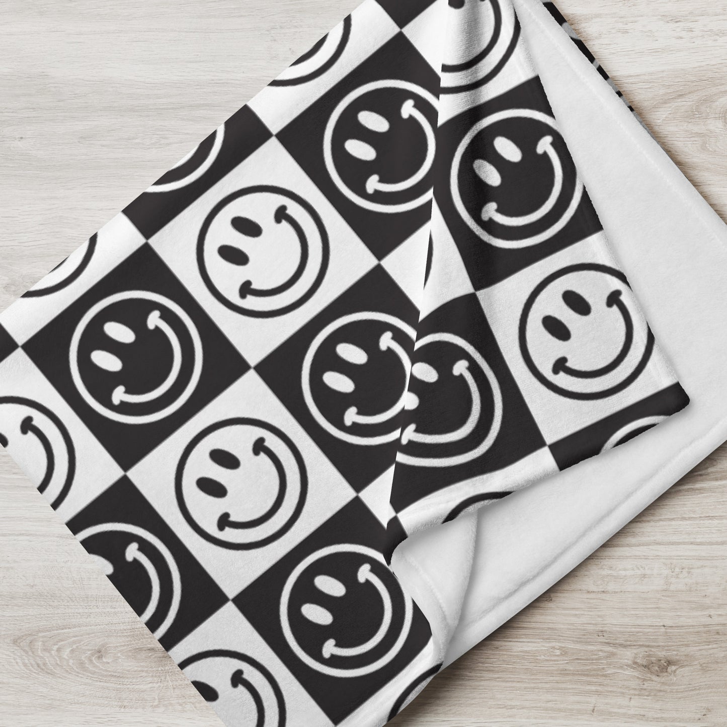 B&W Checker Smile Throw Blanket