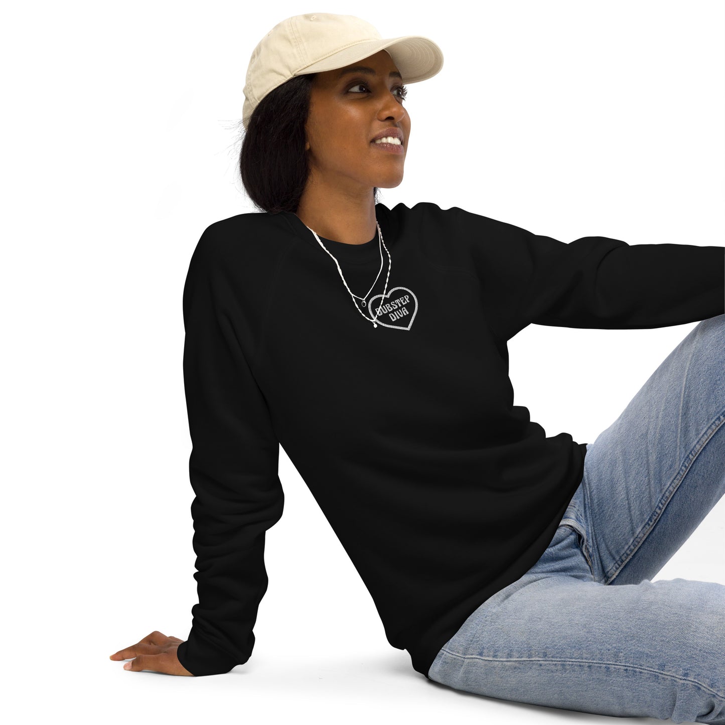 Dubstep Diva Embroidered Organic Raglan Sweatshirt