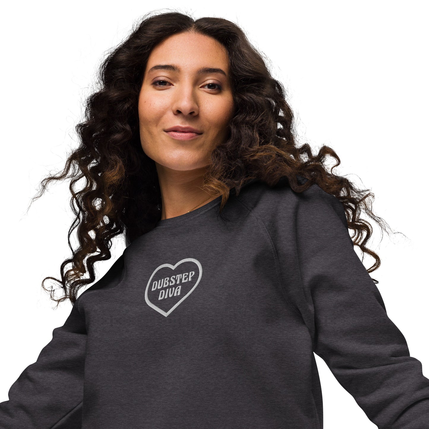 Dubstep Diva Embroidered Organic Raglan Sweatshirt