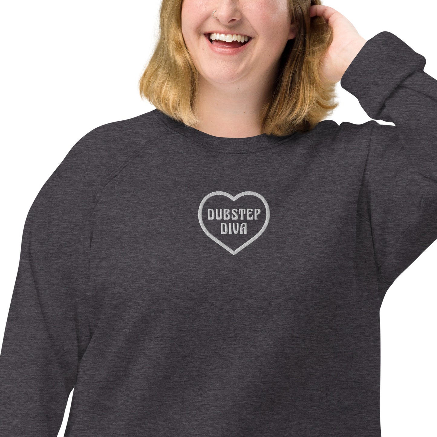 Dubstep Diva Embroidered Organic Raglan Sweatshirt