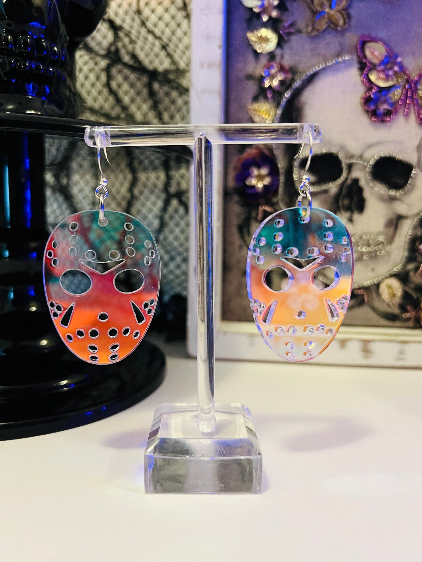 Iridescent Friday the 13th Earrings