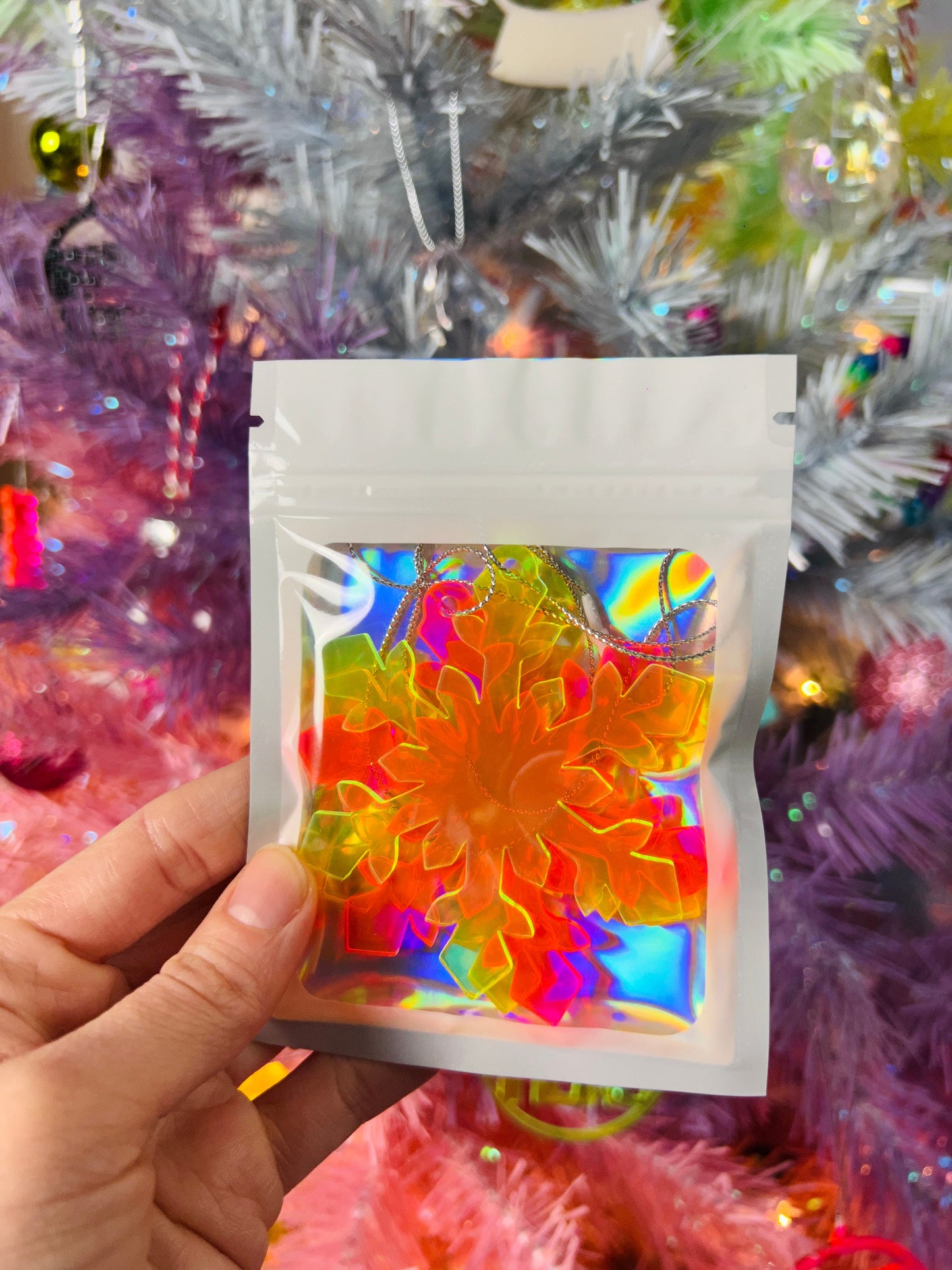 Neon Snowflake Ornament Gift Set