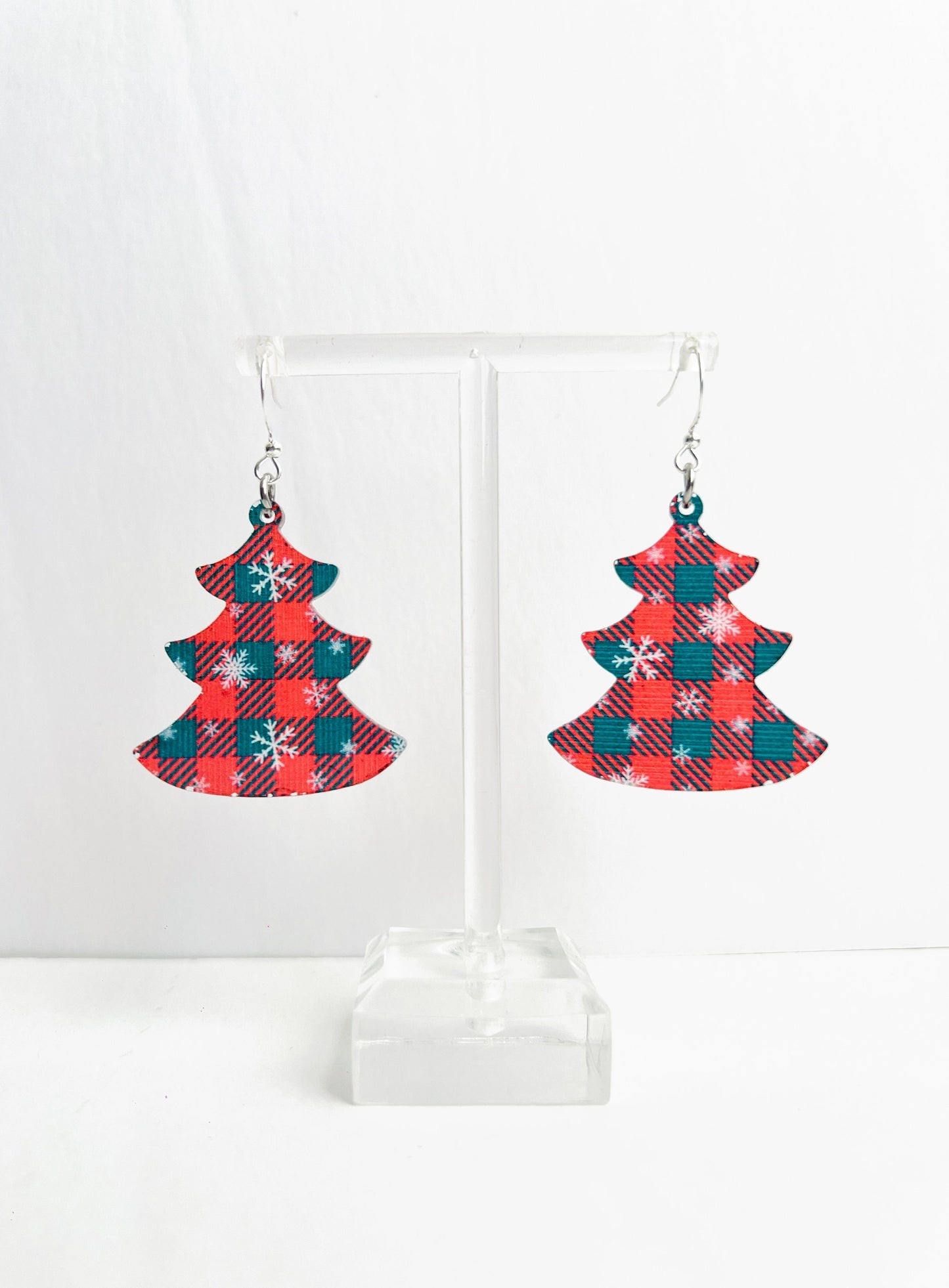 Buffalo Plaid Christmas Tree Earrings