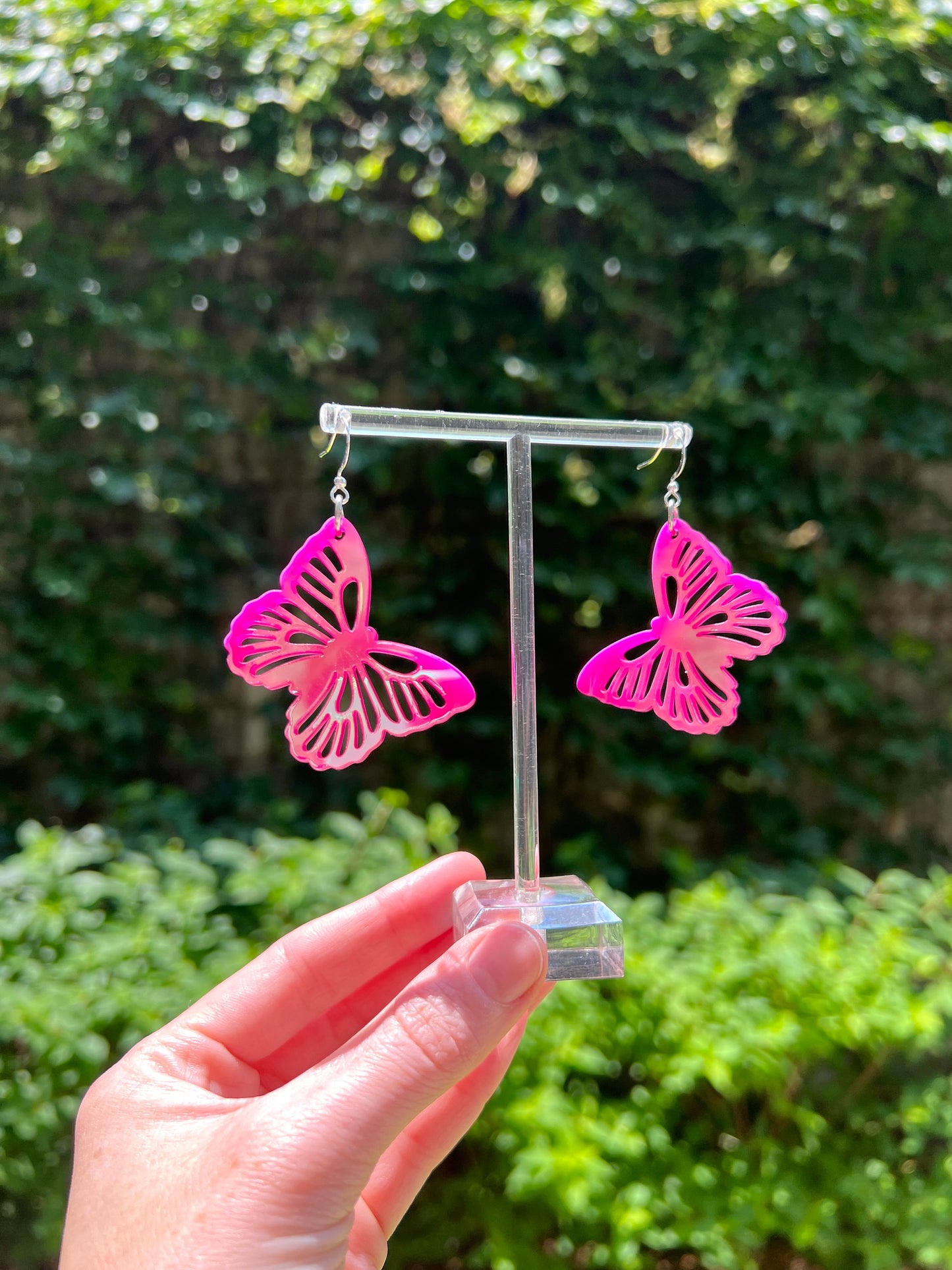 Pink Reborn Butterfly Earrings