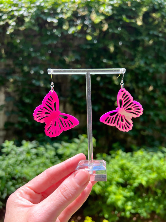 Pink Reborn Butterfly Earrings